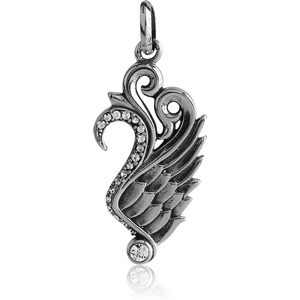SURGICAL STEEL JEWELLED PENDANT - DRAGON WING