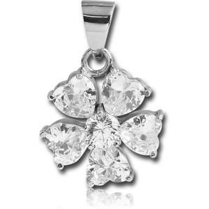 SURGICAL STEEL JEWELLED PENDANT - FLOWER