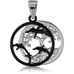 SURGICAL STEEL PENDANT - TREE OF LIFE AND BIRDS
