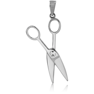 SURGICAL STEEL JEWELLED PENDANT - SCISSORS