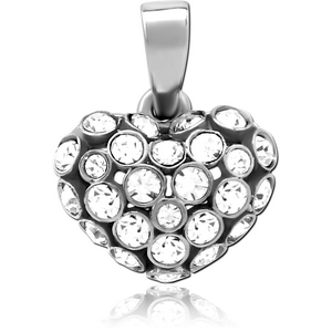 SURGICAL STEEL JEWELLED PENDANT - HEART