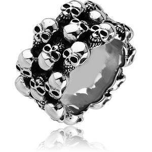 SURGICAL STEEL RING - SKULL 3 ROWS