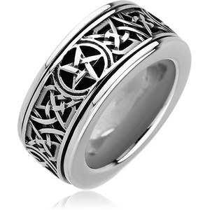SURGICAL STEEL RING SPINNING - PENTAGRAM