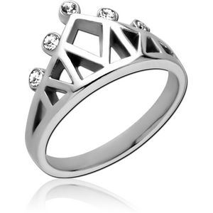 SURGICAL STEEL JEWELLED RING - CROWN