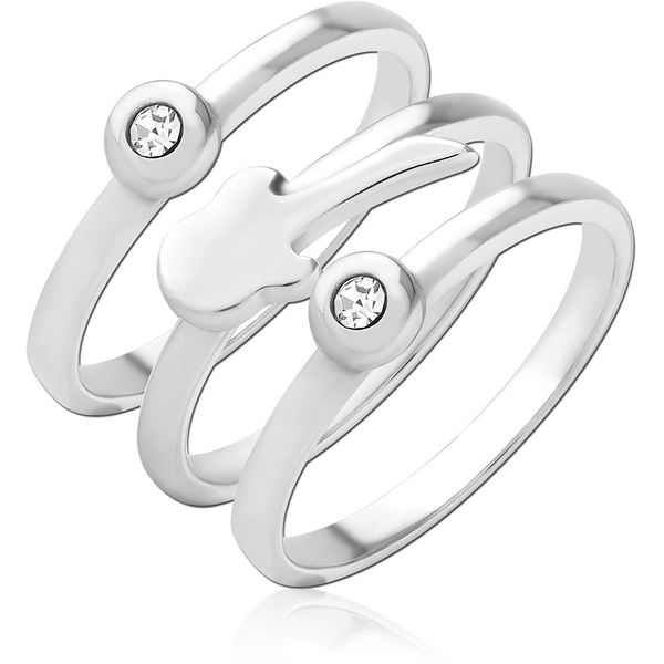 SURGICAL STEEL TRIPLE JEWELLED RING - GUITAR CENTER