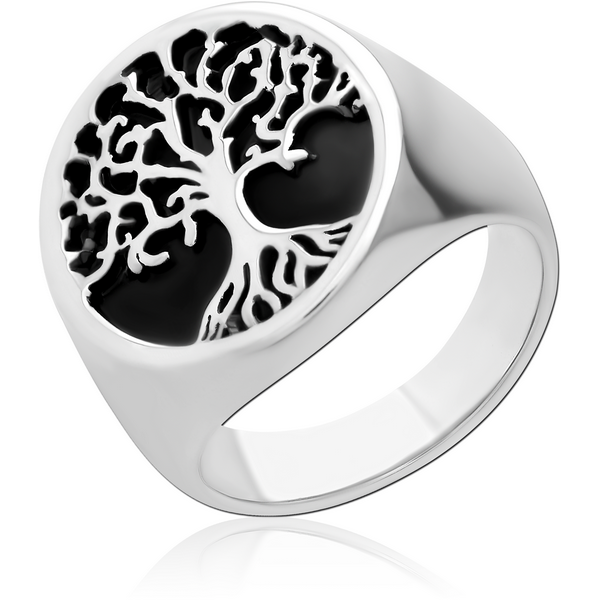 SURGICAL STEEL RING - HIGHLIGHT TREE OF LIFE