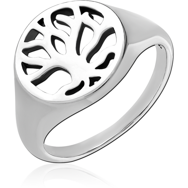 SURGICAL STEEL RING - CUT OUT TREE OF LIFE