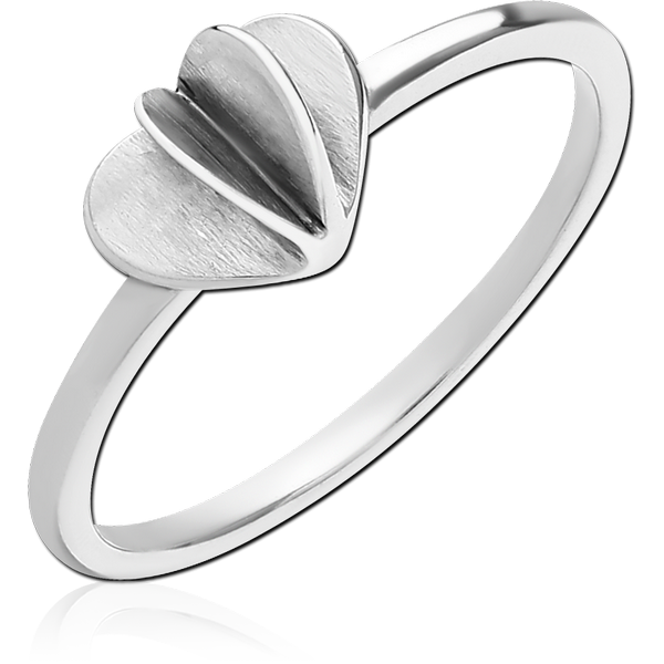 SURGICAL STEEL RING - 3D HEART SHAPE FLOWER