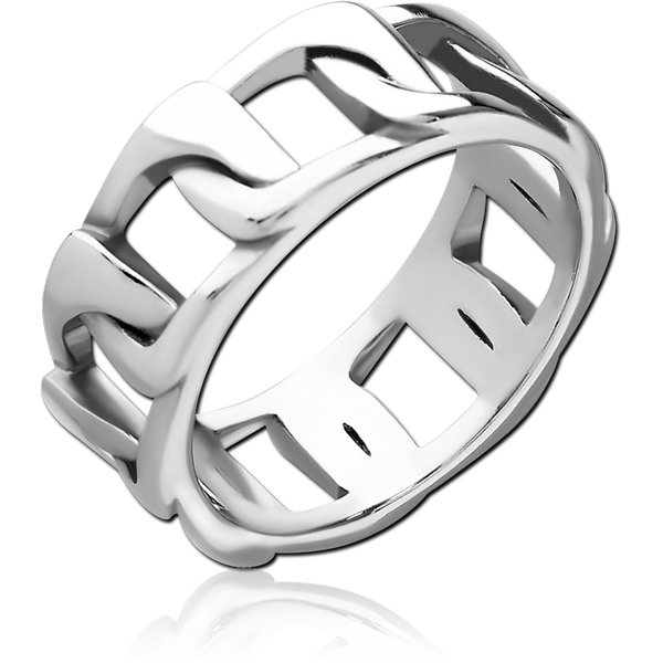 SURGICAL STEEL RING - PLAIN WIDE CUBAN CHAIN