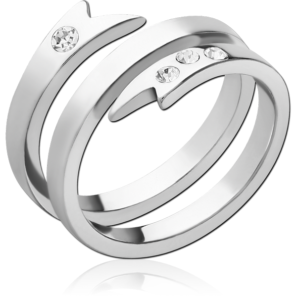 SURGICAL STEEL JEWELLED RING - TREE STRIP RIBBON