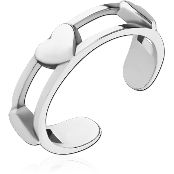 SURGICAL STEEL OPEN RING - OPEN WITH CENTER HEART