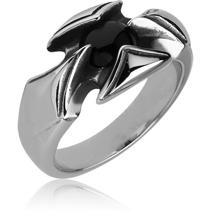 SURGICAL STEEL RING WITH ONYX