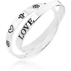 SURGICAL STEEL RING - LOVE FLOWER CROSS HEART