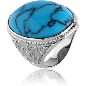SURGICAL STEEL RING WITH TURQUOISE