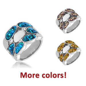 SURGICAL STEEL SYNTHETIC MOTHER OF PEARL MOSAIC RING
