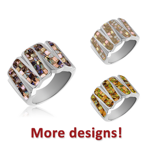 SURGICAL STEEL RING WITH ONYX - VERTICAL LINES