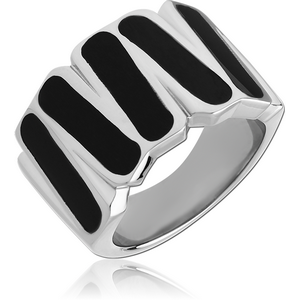 SURGICAL STEEL RING WITH ONYX