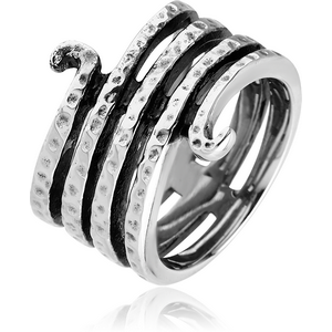 SURGICAL STEEL RING - HAMMERED SNAKE