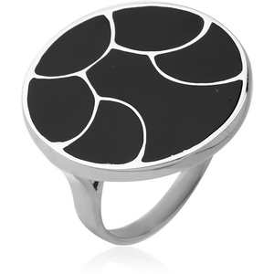 SURGICAL STEEL RING WITH ONYX