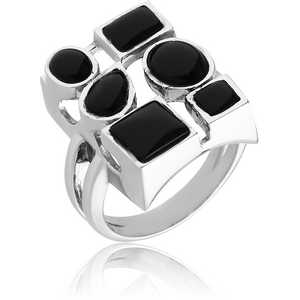 SURGICAL STEEL RING WITH ONYX