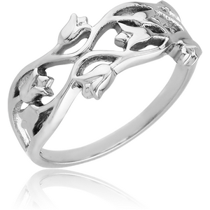 SURGICAL STEEL RING - FLOWERS