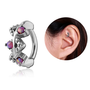 SURGICAL STEEL SYNTHETIC OPAL ROOK CLICKER - FILIGREE