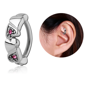 SURGICAL STEEL JEWELLED ROOK CLICKER - HEART