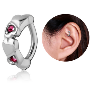 SURGICAL STEEL JEWELLED ROOK CLICKER - HEART