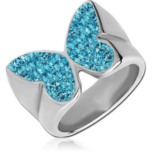 SURGICAL STEEL CRYSTALINE JEWELLED RING - BUTTERFY