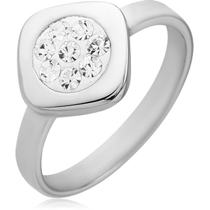 SURGICAL STEEL CRYSTALINE JEWELLED RING - CIRCLE IN SQUARE