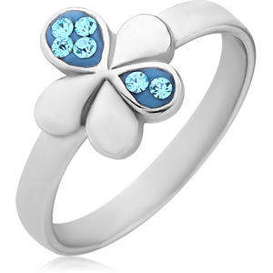 SURGICAL STEEL CRYSTALINE JEWELLED RING - FLOWER