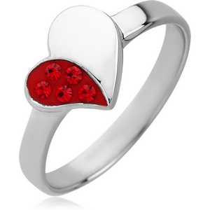 SURGICAL STEEL CRYSTALINE JEWELLED RING - HEART