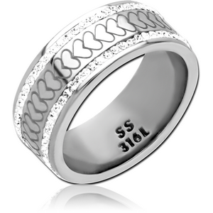 SURGICAL STEEL CRYSTALINE JEWELLED RING