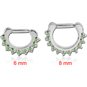 SURGICAL STEEL ROUND PRONG SET JEWELLED HINGED SEPTUM CLICKER RING