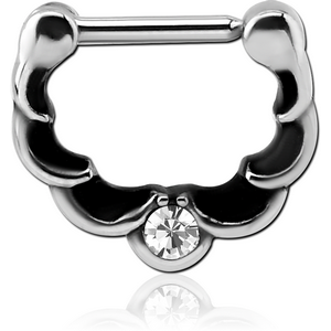 SURGICAL STEEL ROUND JEWELLED HINGED SEPTUM CLICKER