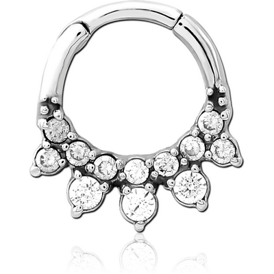 SURGICAL STEEL JEWELLED HINGED SEPTUM CLICKER RING