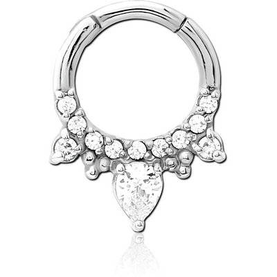 SURGICAL STEEL JEWELLED HINGED SEPTUM CLICKER RING