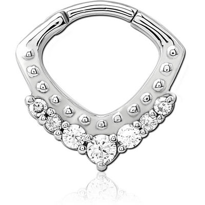 SURGICAL STEEL JEWELLED HINGED SEPTUM CLICKER RING