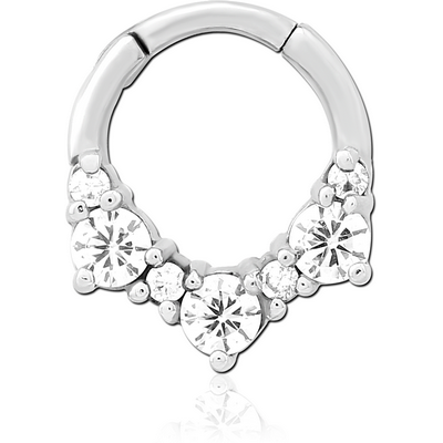 SURGICAL STEEL JEWELLED HINGED SEPTUM CLICKER RING