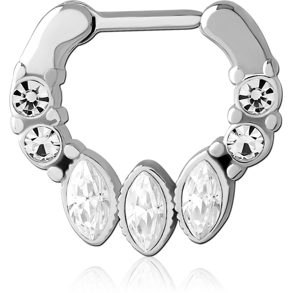 SURGICAL STEEL JEWELLED HINGED SEPTUM CLICKER RING