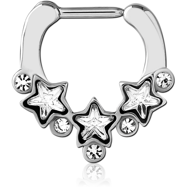 SURGICAL STEEL JEWELLED HINGED SEPTUM CLICKER RING