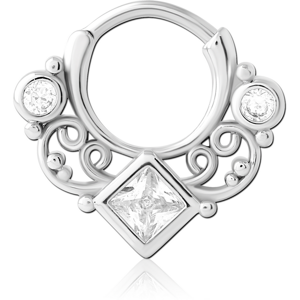 SURGICAL STEEL JEWELLED HINGED SEPTUM CLICKER RING