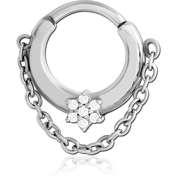 SURGICAL STEEL JEWELLED HINGED SEPTUM CLICKER RING