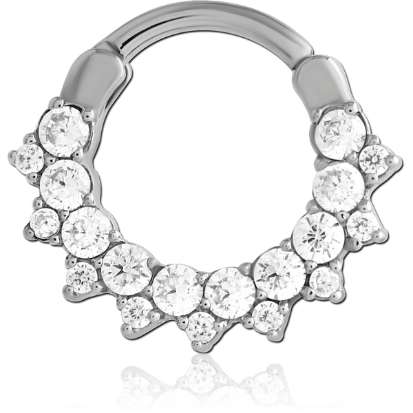SURGICAL STEEL JEWELLED HINGED SEPTUM CLICKER RING