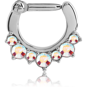 SURGICAL STEEL ROUND VALUE JEWELLED HINGED SEPTUM CLICKER