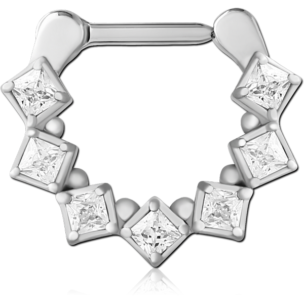 SURGICAL STEEL JEWELLED HINGED SEPTUM CLICKER RING