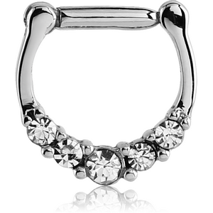 SURGICAL STEEL ROUND VALUE JEWELLED HINGED SEPTUM CLICKER