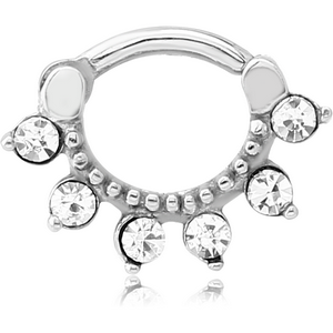 SURGICAL STEEL ROUND JEWELLED HINGED SEPTUM CLICKER