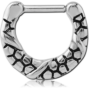 SURGICAL STEEL HINGED SEPTUM CLICKER - FILIGREE