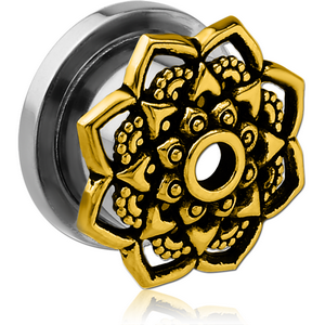 STAINLESS STEEL THREADED TUNNEL WITH BRASS TOP - FLOWER FILIGREE